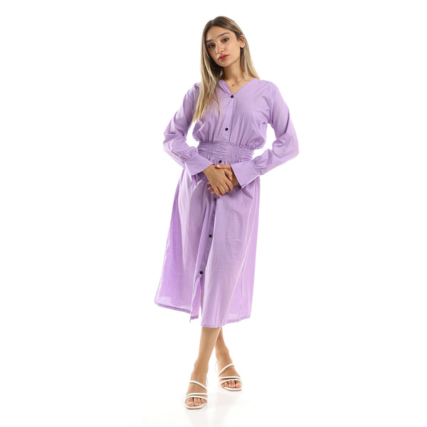 lilac-long-sleeves-dress-with-elastic-waist