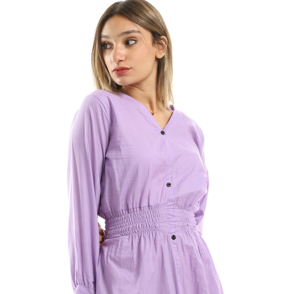 lilac-long-sleeves-dress-with-elastic-waist