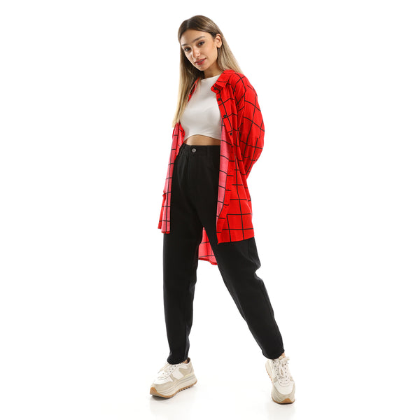 Full Buttons Plaids Red & Black Comfy Shirt