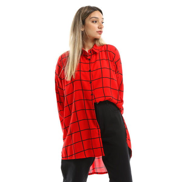 Full Buttons Plaids Red & Black Comfy Shirt