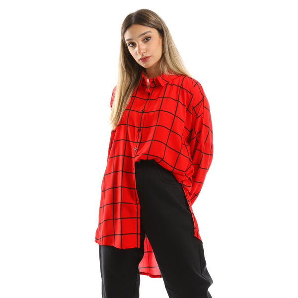 Full Buttons Plaids Red & Black Comfy Shirt
