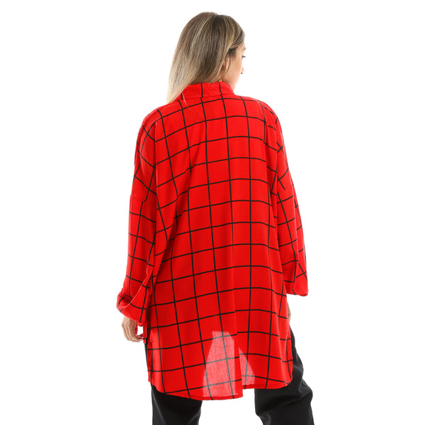 Full Buttons Plaids Red & Black Comfy Shirt