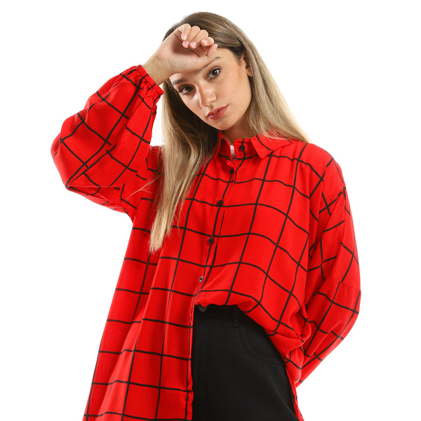 Full Buttons Plaids Red & Black Comfy Shirt