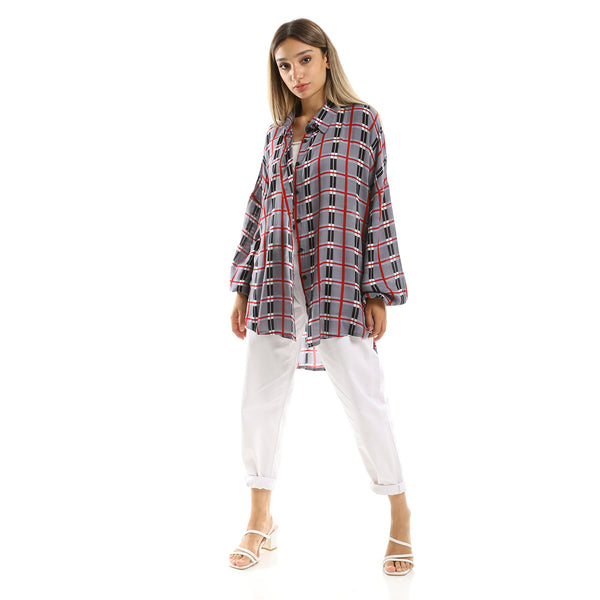 Fluffy Tartan Long Sleeves Shirt - Multicolour