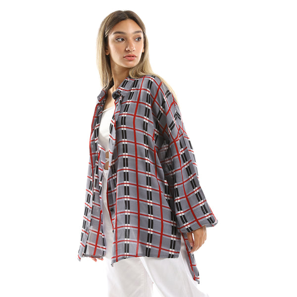 Fluffy Tartan Long Sleeves Shirt - Multicolour