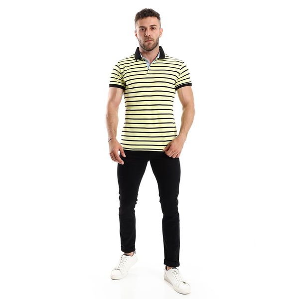 Bi-Tone Striped Yellow & Black Polo Shirt