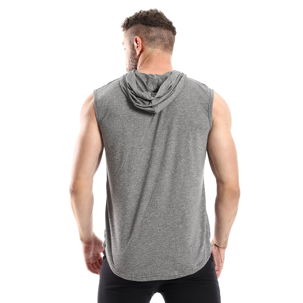 Printed "Stay Focused" Heather Medium Grey Tank Top