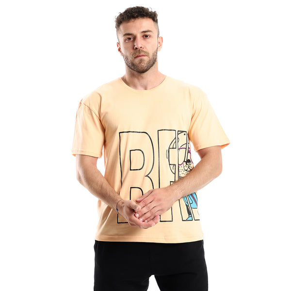 Printed Slip On Beige short sleeve Summer Tee