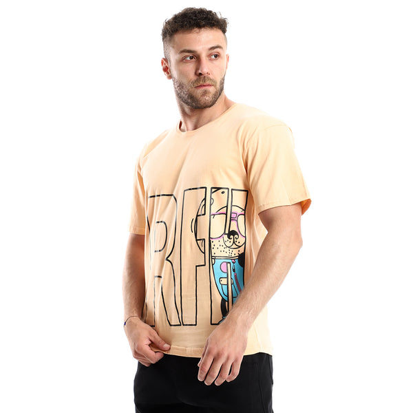 Printed Slip On Beige short sleeve Summer Tee