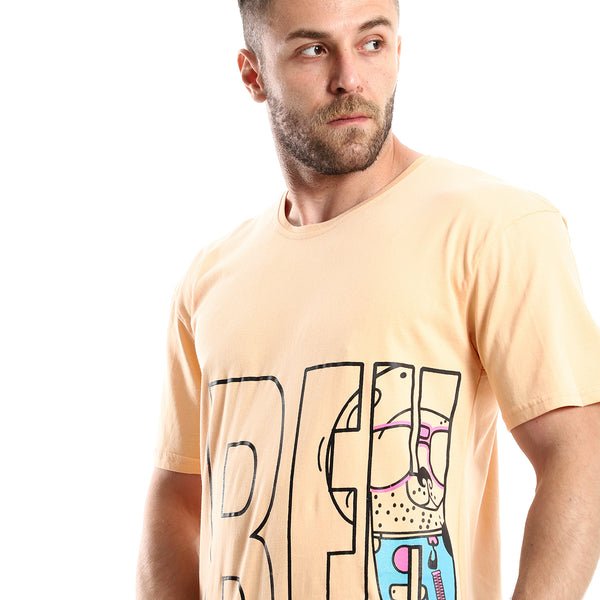 Printed Slip On Beige short sleeve Summer Tee