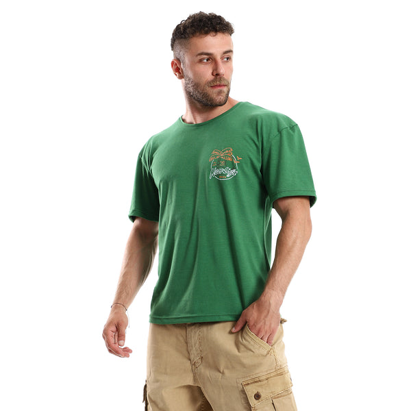 Front Printed Wild Cat & Back Green Cotton Tee