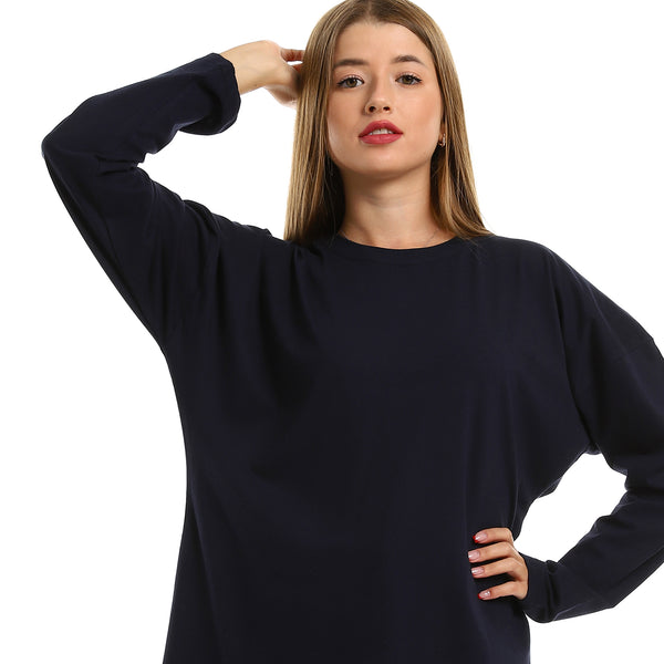Navy Blue Comfy Oversized T-Shirt with Side Slits