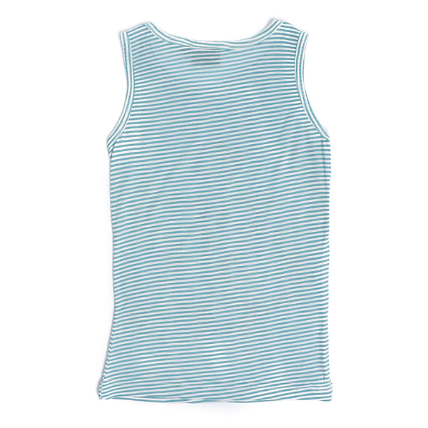 Boys Striped & Printed Tank Top - Light Blue & Off White