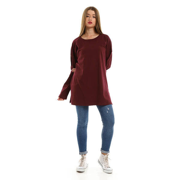 Maroon long sleeve t shirt dress online