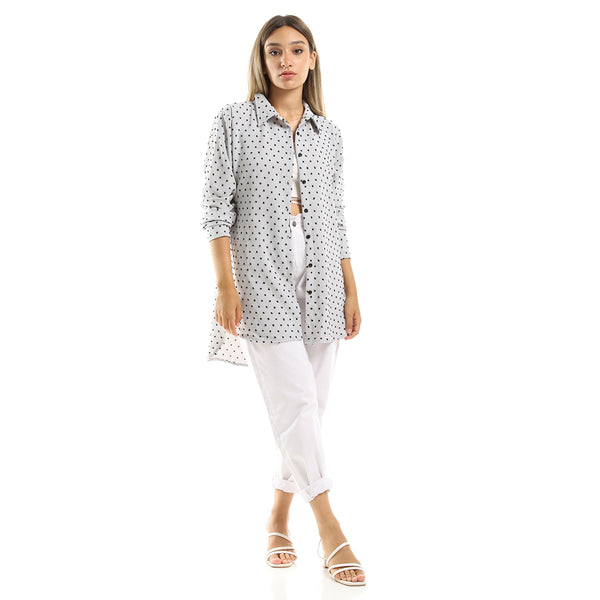 Long Sleeves Light Grey Shirt With Slits