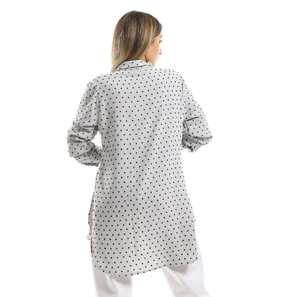 Long Sleeves Light Grey Shirt With Slits