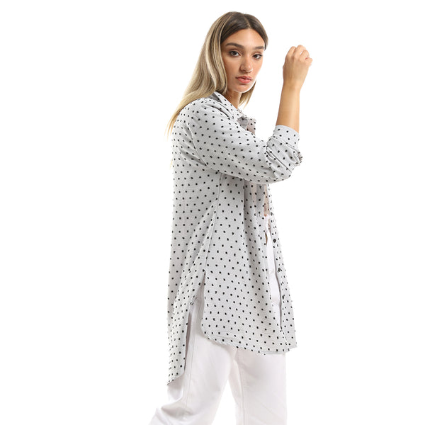Long Sleeves Light Grey Shirt With Slits