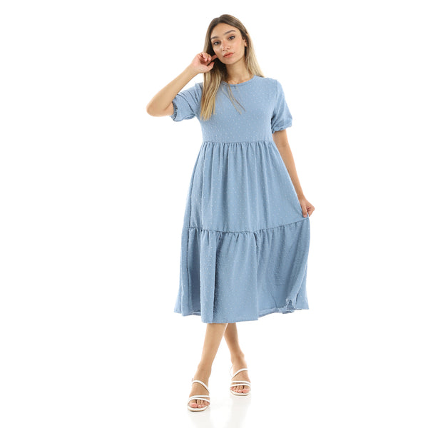Self Stitched Short Dusty Blue Maxi Dress
