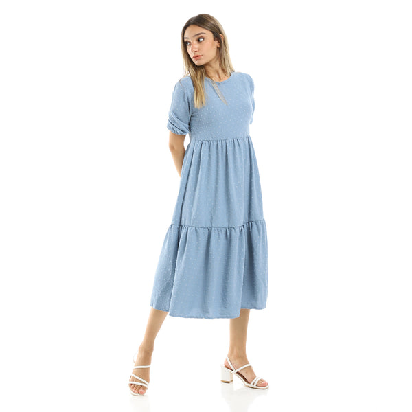 Self Stitched Short Dusty Blue Maxi Dress