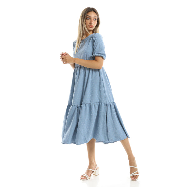 Self Stitched Short Dusty Blue Maxi Dress