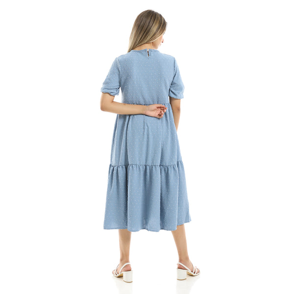 Self Stitched Short Dusty Blue Maxi Dress