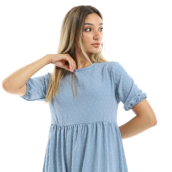Self Stitched Short Dusty Blue Maxi Dress