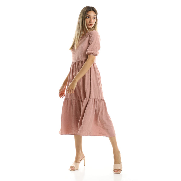 Dark Nude Tiered Summer Maxi Dress