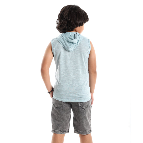 "Hawaii" Aqua Hooded Cotton Tank Top