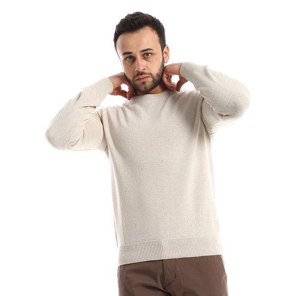 Regular Fit Knitted Cream Pullover