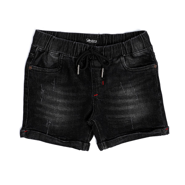 elastic-waist-boys-cotton-denim-short-black