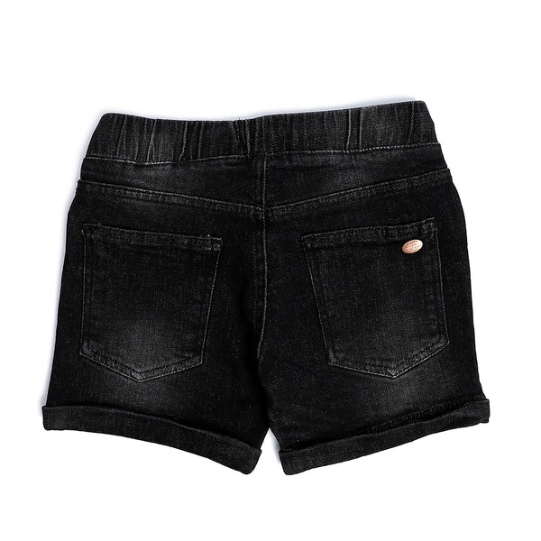 elastic-waist-boys-cotton-denim-short-black