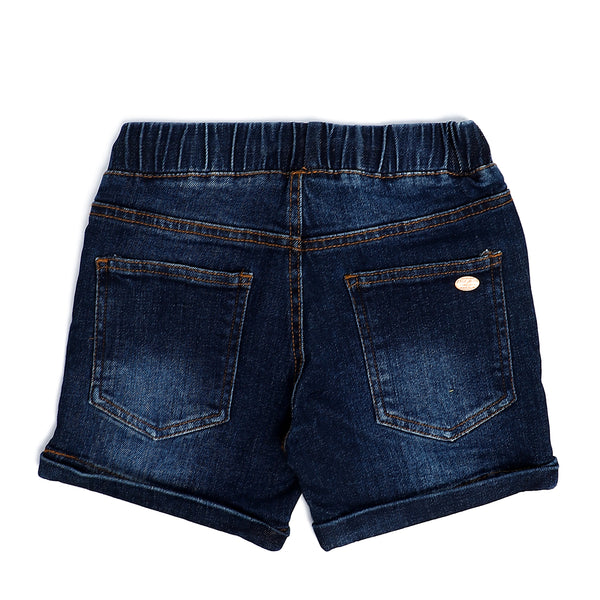 Elastic Waist Boys Cotton Denim Short - Navy Blue