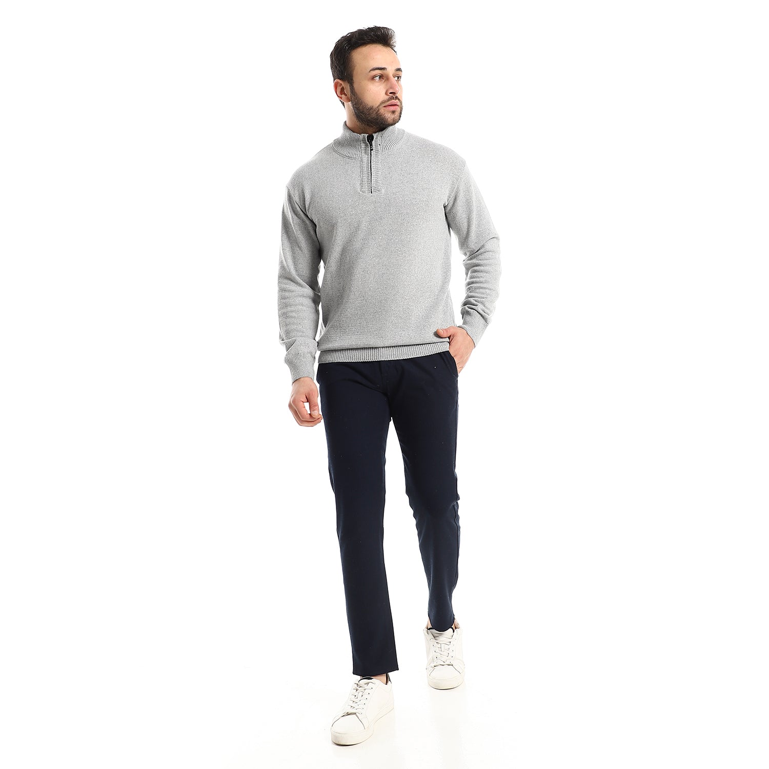 Andoraeg zipper_closure_grey_knitted_sweater – Andora