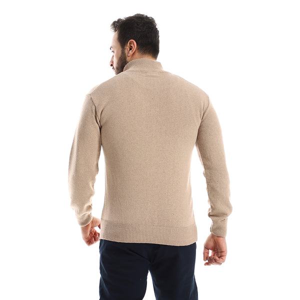 Long Sleeves Knitted Beige Sweater