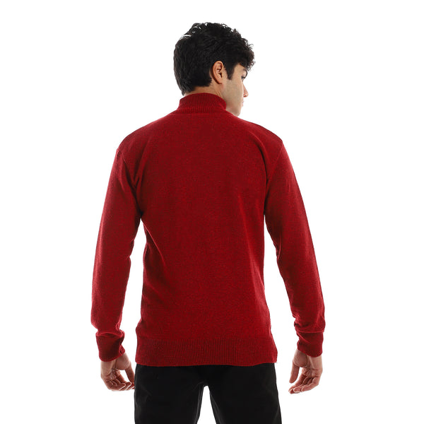 Zipped_Neck__Knitted_Sweater_-_Burgundy