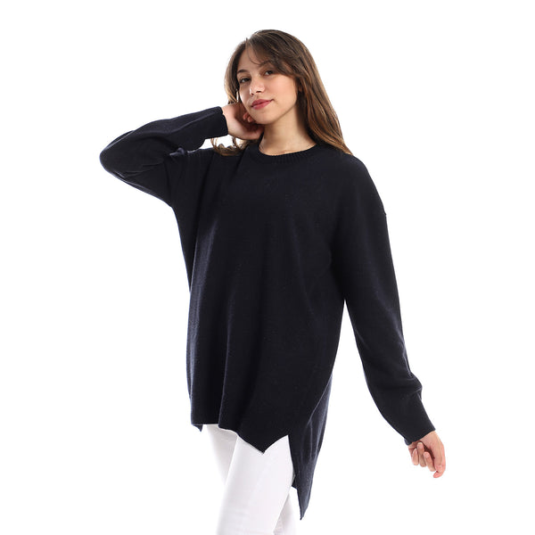 High Low Round Cole Pullover - Navy Blue
