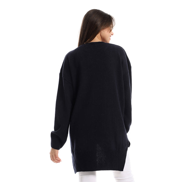 High Low Round Cole Pullover - Navy Blue