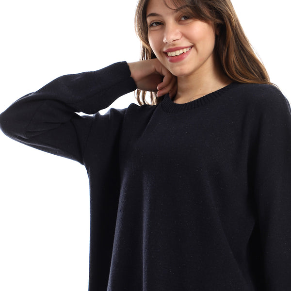 High Low Round Cole Pullover - Navy Blue