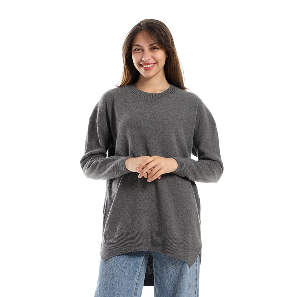 Slip On High Low Heather Grey Pullover