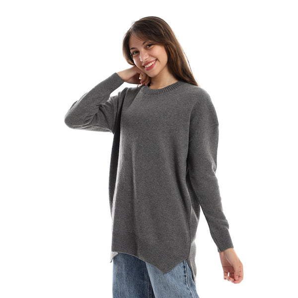 Slip On High Low Heather Grey Pullover
