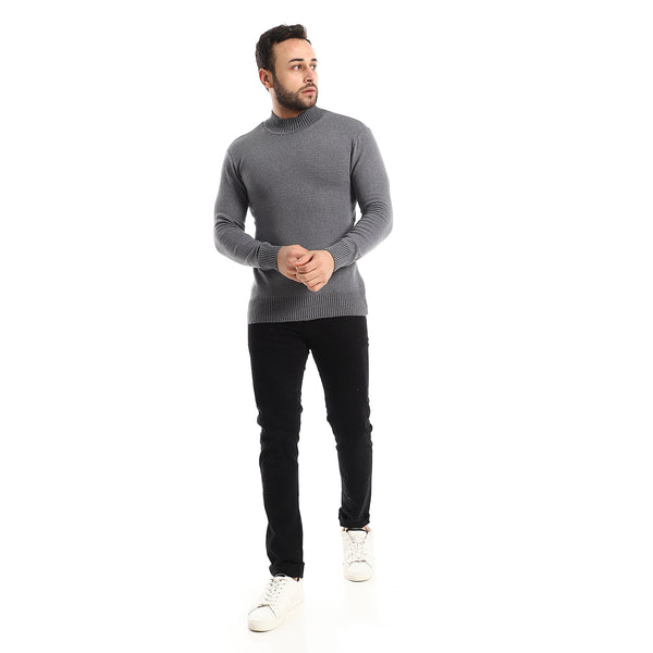 Ribbed High Cole Heather Charcoal Pullover