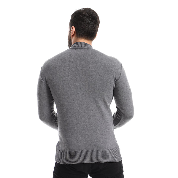Ribbed High Cole Heather Charcoal Pullover