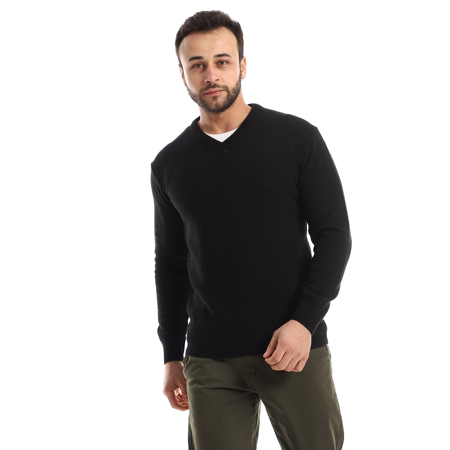 Andoraeg knitted_black_v-neck_slip_on_pullover – Andora