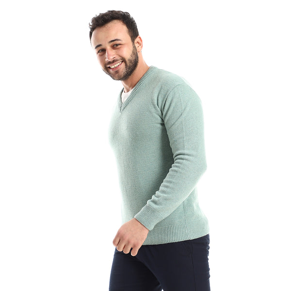 Ribbed Cuffs & Cole Long Sleeves Mint Green Pullover
