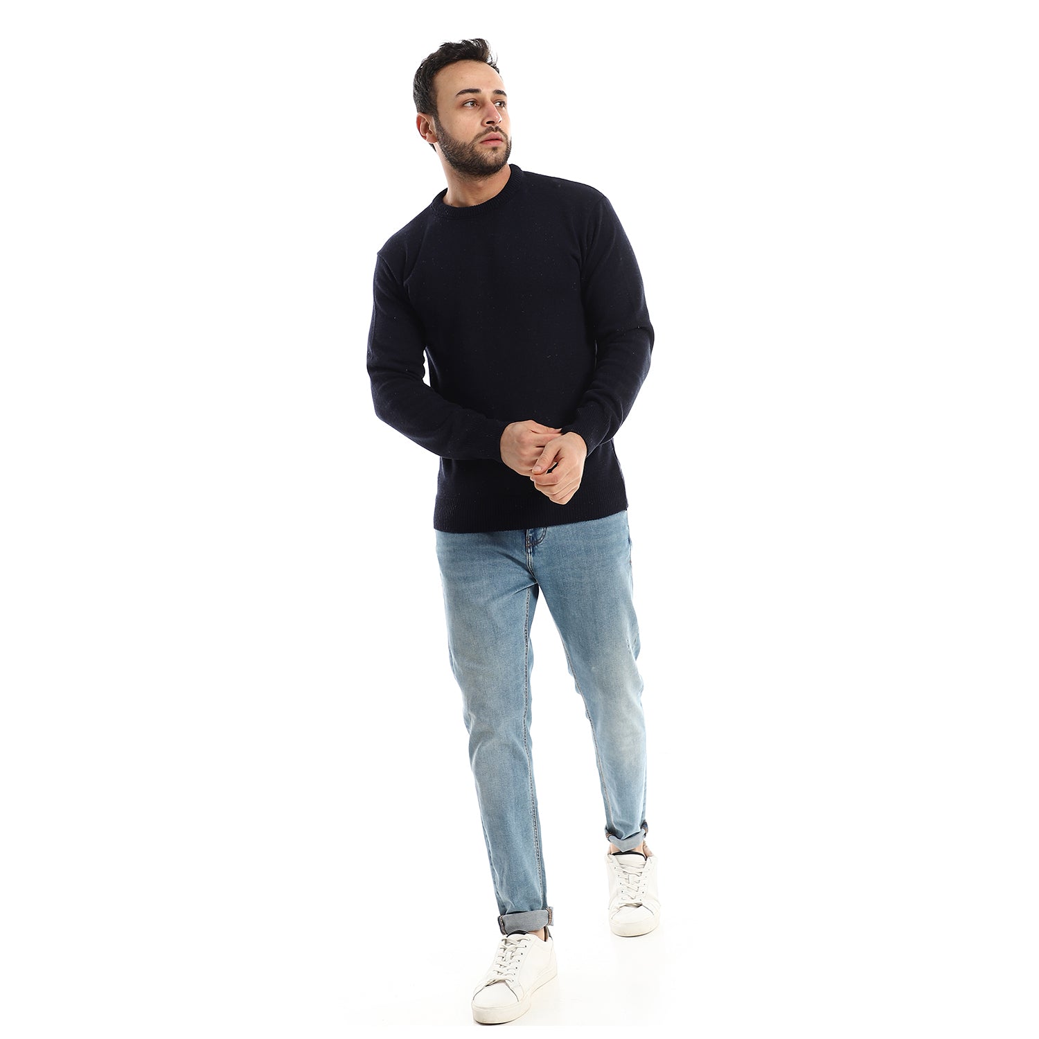 Andoraeg navy_blue_knitted_slip_on_pullover – Andora
