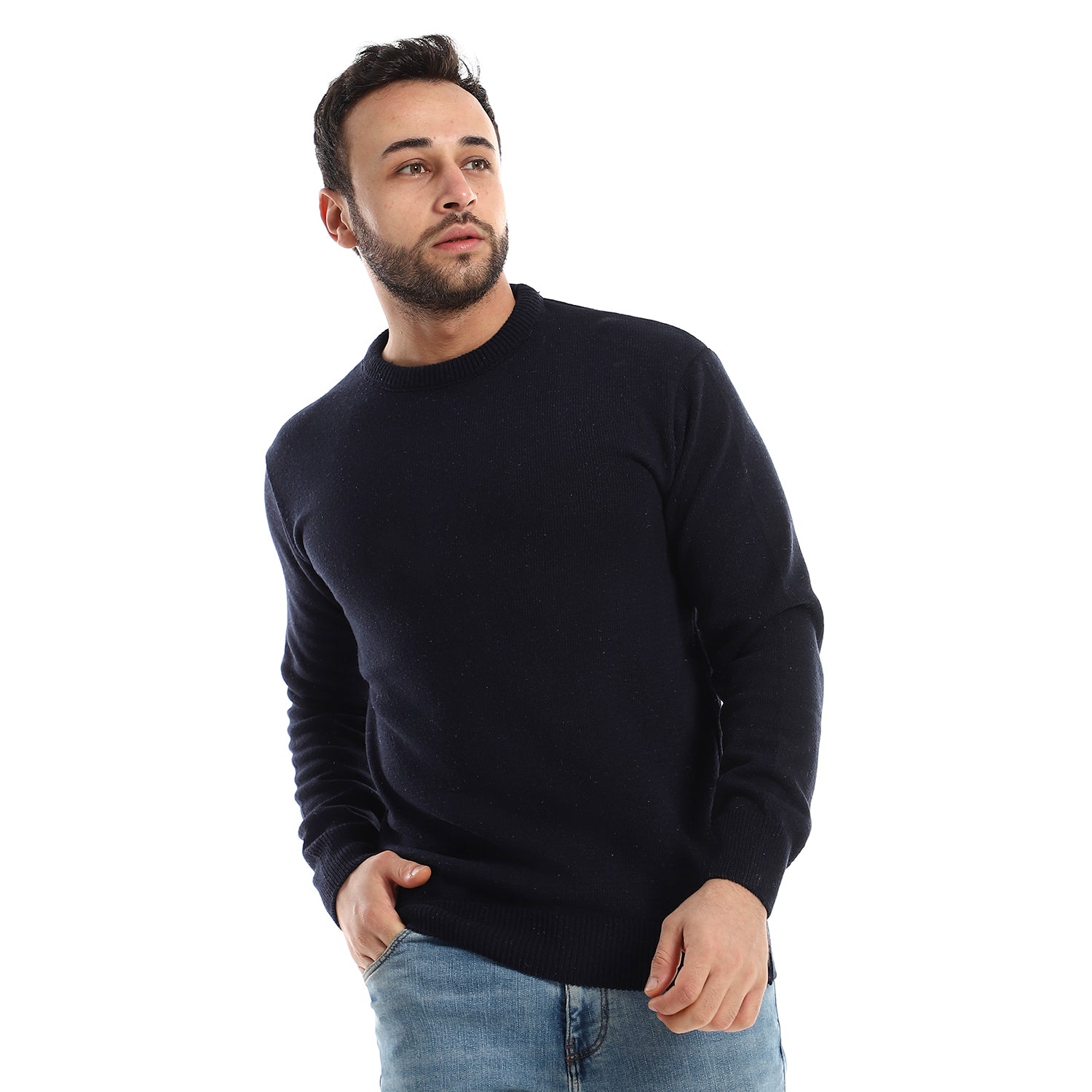 Andoraeg navy_blue_knitted_slip_on_pullover – Andora