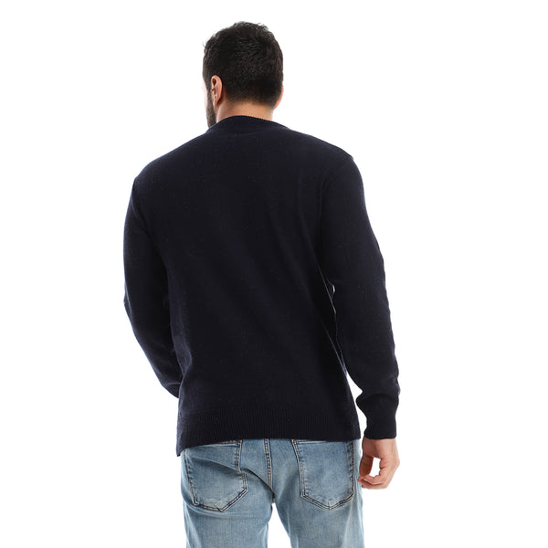 Navy Blue Knitted Slip On Pullover