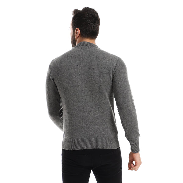 Knitted Round Neck Heather Charcoal Pullover