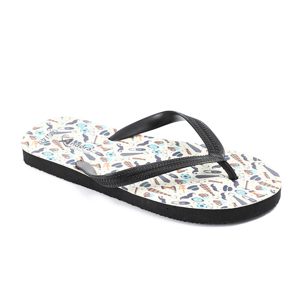 Surf Wave Printed Summer Flip Flops - Black & White