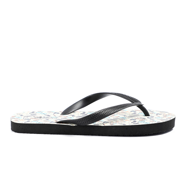 Surf Wave Printed Summer Flip Flops - Black & White